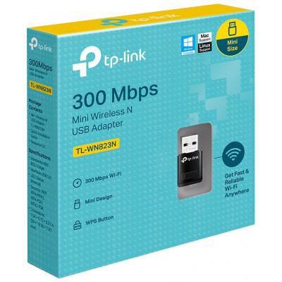 TP-Link TL-WN823N(RU) Беспроводной сетевой мини USB-адаптер серии N, скорость до 300 Мбит/с