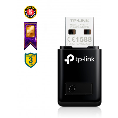 TP-Link TL-WN823N(RU) Беспроводной сетевой мини USB-адаптер серии N, скорость до 300 Мбит/с