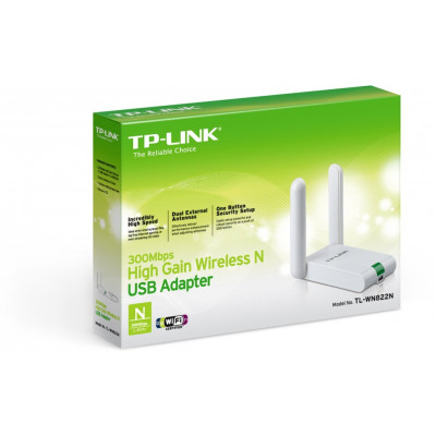 TP-Link TL-WN822N(RU) Беспроводной сетевой USB-адаптер высокого усиления, скорость до 300 Мбит/с