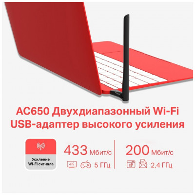 Mercusys MU6H Двухдиапазонный Wi-Fi USB адаптер высокого усиления AC650