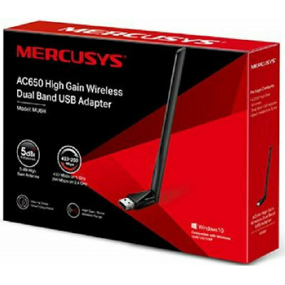 Mercusys MU6H Двухдиапазонный Wi-Fi USB адаптер высокого усиления AC650