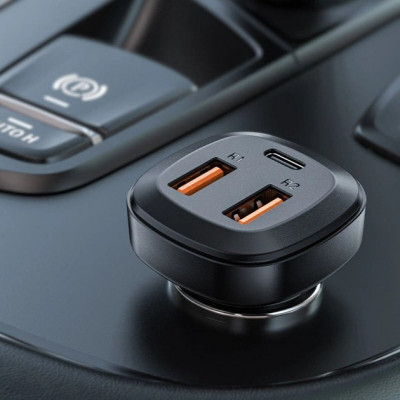 Автомобильное зарядное устройство, ACEFAST B9 66W(2USB-A+USB-C) three port, металлическое, черный