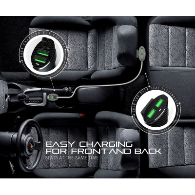 Автомобильное зарядное устройство Charome C7 4-Port Front and Back Seat, черный