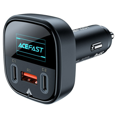 Автомобильное зарядное устройство ACEFAST B5 101W (2C+A), металлическое с OLED дисплеем, черный