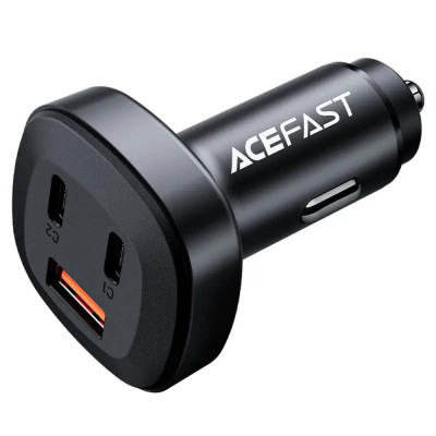 Автомобильное зарядное устройство ACEFAST B3 66W(USB-C+USB-C+USB-A) three-port, металлическое , черный