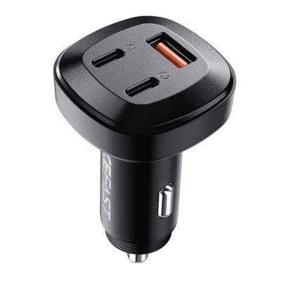 Автомобильное зарядное устройство ACEFAST B3 66W(USB-C+USB-C+USB-A) three-port, металлическое , черный