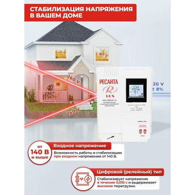 Стабилизатор АСН- 5 000 Н/1-Ц Ресанта Lux, шт