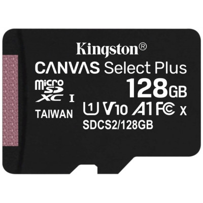 Карта памяти MicroSD 128GB Class 10 UHS-I A1 C10  Kingston SDCS2/128GB