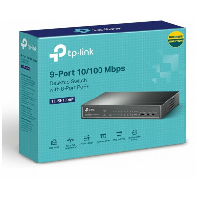 TP-Link TL-SF1009P 9-портовый настольный 10/100 Мбит/с коммутатор с 8 портами PoE+