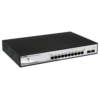 D-Link DGS-1210-10P Коммутатор 8-порт10/100/1000 + 2 комбо-портами 1000Base-T/SFP  PoE