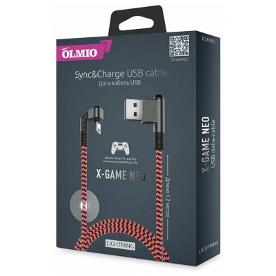 Кабель Olmio  X-Game Neo USB 2.0 - Lightning коралловый