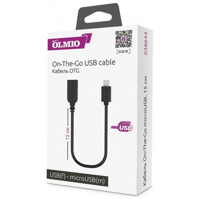 Кабель Olmio On-The-Go USB 2.0 - microUSB черный