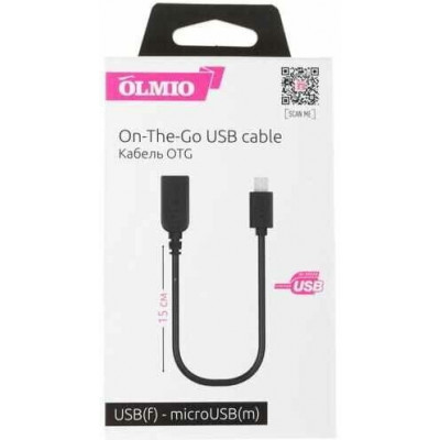 Кабель Olmio On-The-Go USB 2.0 - microUSB черный