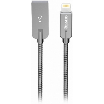 Кабель Olmio Steely, USB 2.0 - lightning, 1.2м, 2.1A, серый