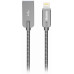 Кабель Olmio Steely, USB 2.0 - lightning, 1.2м, 2.1A, серый