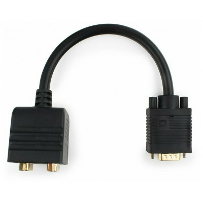 Разветвитель VGA Cablexpert CC-VGAX2-20CM, HD15M/2x15F, 1 компьютер - 2 монитора