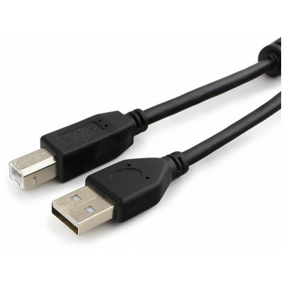 Кабель USB 2.0 Pro Cablexpert CCF-USB2-AMBM-6, AM/BM, 1.8м, экран, феррит.кольцо, черный, пакет