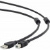 Кабель USB 2.0 Pro Cablexpert CCF-USB2-AMBM-6, AM/BM, 1.8м, экран, феррит.кольцо, черный, пакет