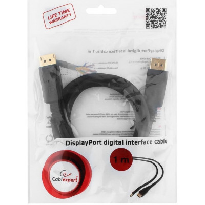 Кабель DisplayPort Cablexpert CC-DP-1M, 1м, 20M/20M, черный, экран, пакет