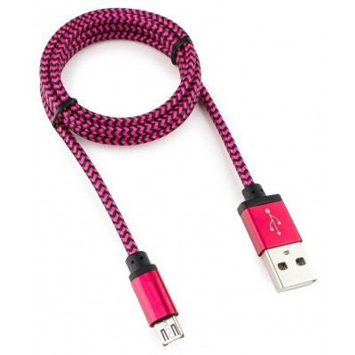 Кабель USB 2.0 Cablexpert CC-mUSB2pe1m, USB-MicroUSB, 1м, нейлоновая оплетка, алюм разъ, фиол