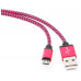 Кабель USB 2.0 Cablexpert CC-mUSB2pe1m, USB-MicroUSB, 1м, нейлоновая оплетка, алюм разъ, фиол