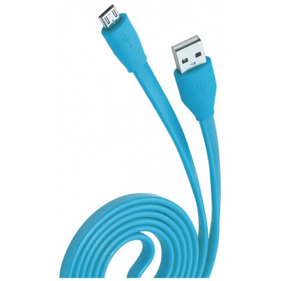 Кабель Olmio USB 2.0 - microUSB/Apple 8pin, 2-в-1, 1м, 2.1A, голубой, плоский