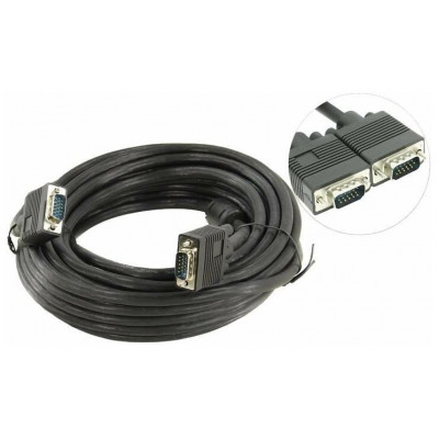 Кабель VGA Premium Cablexpert CC-PPVGA-10M-B, 15M/15M, 10м, черный, двойной экран, феррит.кольца, па