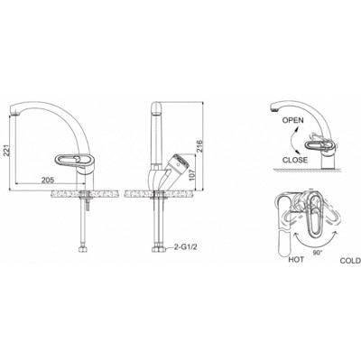 Смеситель для кухни (мойки) BRAVAT Loop F7124182CP-RUS, однозахватный