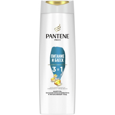 PANTENE Шампунь/бальзам-ополаскиватель/интенсивный уход 3в1 Питание и Блеск 360мл