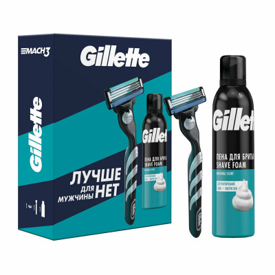 ПН Gillette MACH3 Бритва с 1 сменной кассетой и TGS Пена Д/Бр Д/ЧувКожи Алоэ 200мл