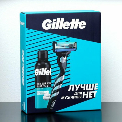 ПН Gillette MACH3 Бритва с 1 сменной кассетой и TGS Пена Д/Бр Д/ЧувКожи Алоэ 200мл