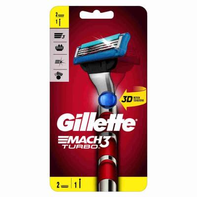 GILLETTE MACH3 Turbo 3D Бритва с 2 сменными кассетами Red