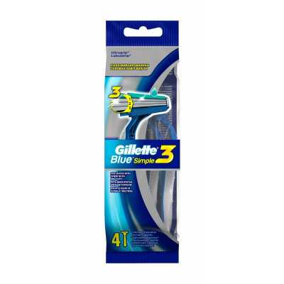 GILLETTE Blue Simple3 Бритвы одноразовые 4шт