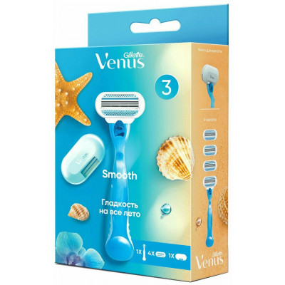 GILLETTE VENUS Бритва с 1 сменной кассетой + Сменные кассеты для бритья 3шт + чехол