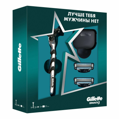 ПН GILLETTE MACH3 Бритва с 2 сменными касетами + чехол