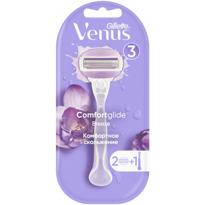 GILLETTE VENUS Breeze Бритва с 2 сменными кассетами (cо встроенными полосками с гелем для бритья)