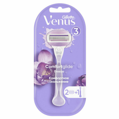 GILLETTE VENUS Breeze Бритва с 2 сменными кассетами (cо встроенными полосками с гелем для бритья)