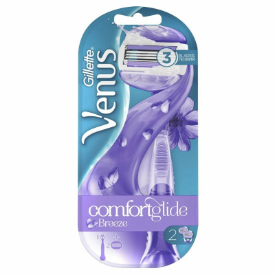 GILLETTE VENUS Breeze Бритва с 2 сменными кассетами (cо встроенными полосками с гелем для бритья)