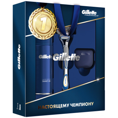 ПН GILLETTE FUSION Бритва с 1 сменной кассетой + Гель для бритья Ultra Sensitive (для чувствительной кожи) 75мл + чехол