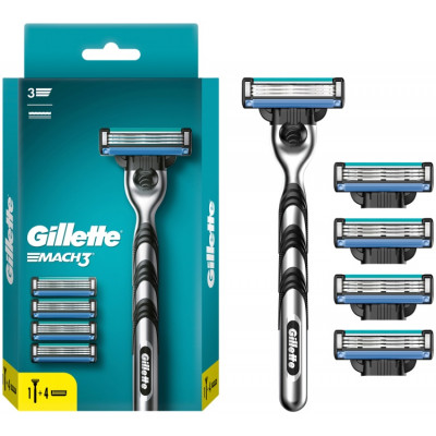 GILLETTE MACH3 Бритва с 1 сменной кассетой + GILLETTE MACH3 Cменные кассеты для бритья 4шт