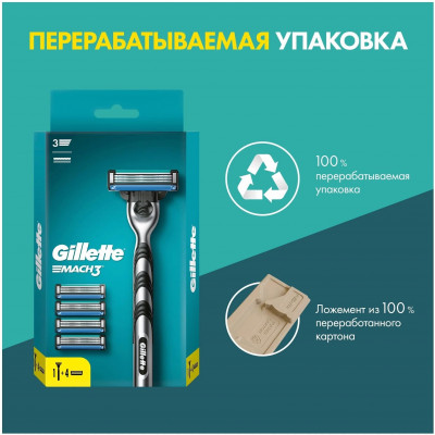 GILLETTE MACH3 Бритва с 2 сменными кассетами