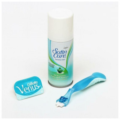ПН GILLETTE VENUS Бритва с 1 сменной кассетой + SATIN CARE Гель для бритья для женщин для чувствительной кожи 75мл