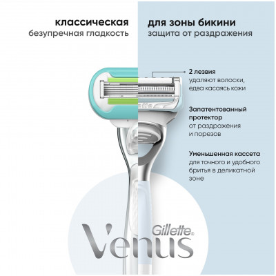 GILLETTE VENUS Бритва безопасная + SATIN CARE сменная кассета 1шт