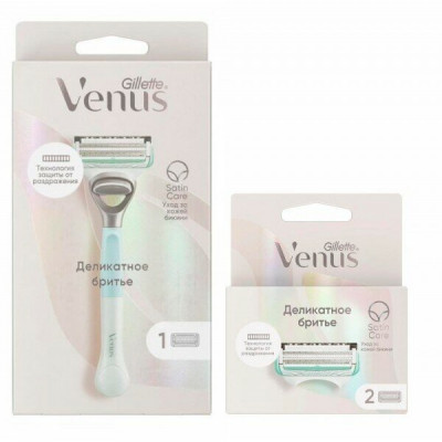 GILLETTE VENUS Бритва безопасная + SATIN CARE сменная кассета 1шт