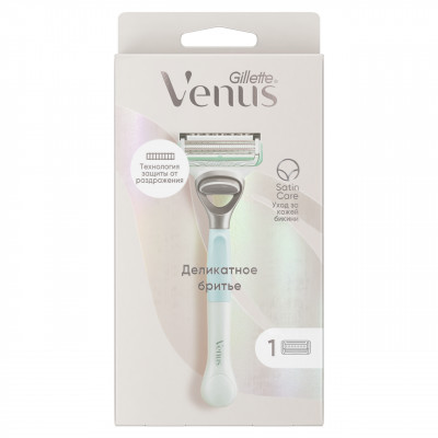 GILLETTE VENUS Бритва безопасная + SATIN CARE сменная кассета 1шт