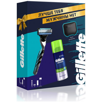 ПН GILLETTE MACH3 Бритва с 1 кассетой + GILLETTE SERIES Sensitive Гель для бритья 75мл + Чехол