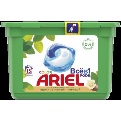 ARIEL Авт Гель СМС жидк. в растворимых капсулах Liquid Capsules Масло Ши 15X22.8г