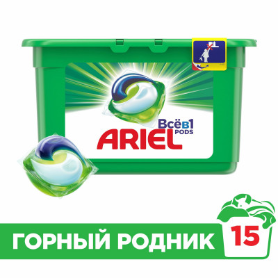 ARIEL Авт Гель СМС жидк. в растворимых капсулах Liquid Capsules Горный родник 30X22.8г