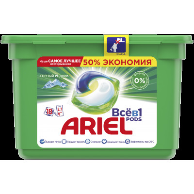 ARIEL Авт Гель СМС жидк. в растворимых капсулах Liquid Capsules Горный родник 30X22.8г