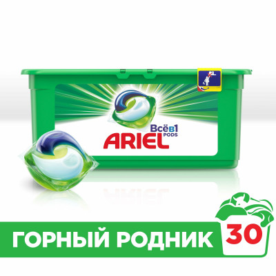 ARIEL Авт Гель СМС жидк. в растворимых капсулах Liquid Capsules Горный родник 45X27г/25.2г